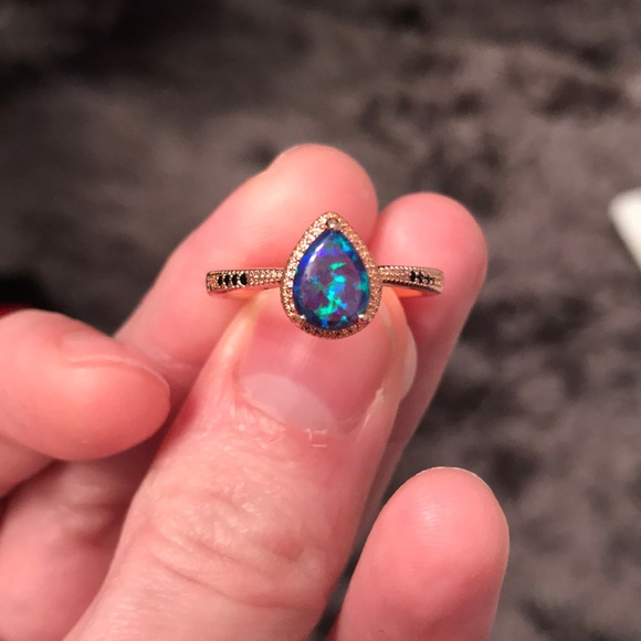 Fragrant Jewels Blue Opal Lovely Ring - Size 8 - Picture 6 of 10